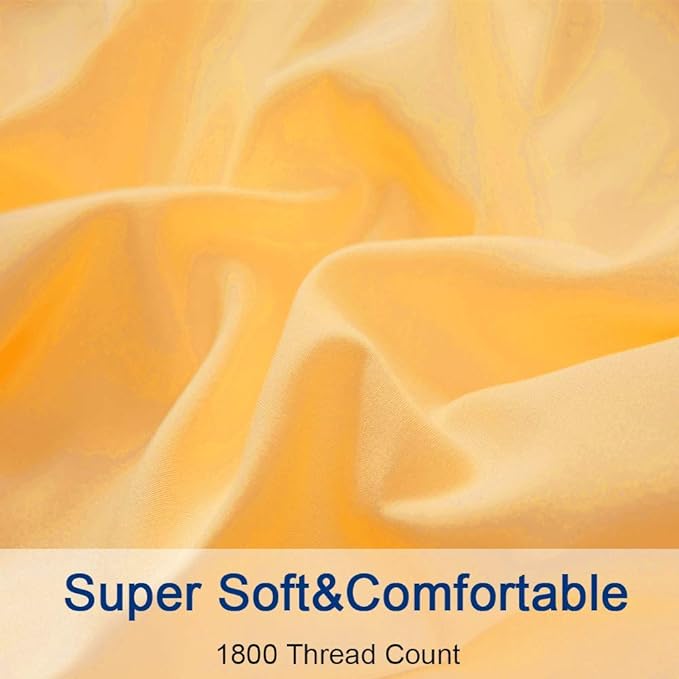 SONORO KATE Bed Sheet Set Super Soft Microfiber 1800 Thread Count Luxury Egyptian Sheets 16-Inch Deep Pocket，Wrinkle -4 Piece (Yellow, King) - LeafyLoom