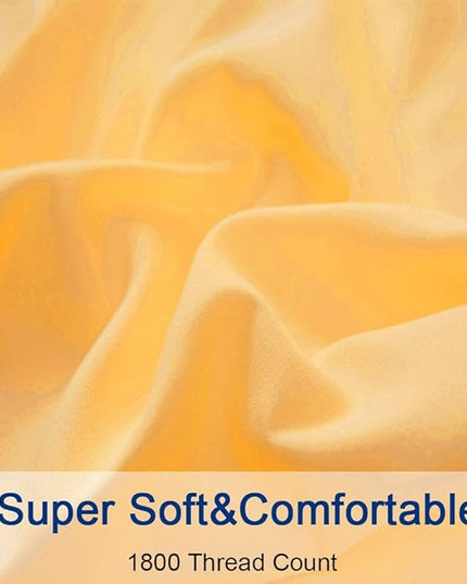 SONORO KATE Bed Sheet Set Super Soft Microfiber 1800 Thread Count Luxury Egyptian Sheets 16-Inch Deep Pocket，Wrinkle-4 Piece (Yellow, Queen) - LeafyLoom