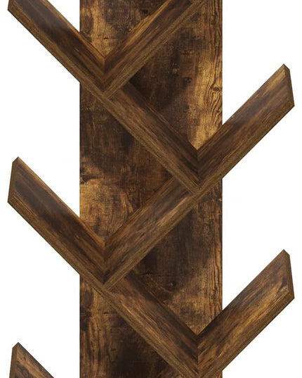 Furinno Tree Bookshelf 7-Tier Floor Standing Tree Bookcase, Amber Pine - LeafyLoom