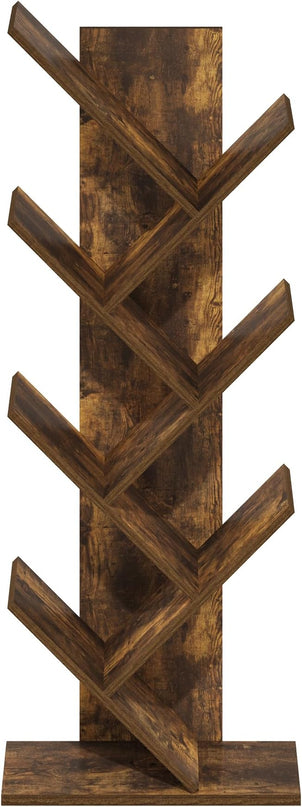 Furinno Tree Bookshelf 7-Tier Floor Standing Tree Bookcase, Amber Pine - LeafyLoom