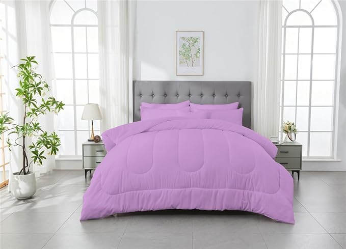 3 Piece Solid Color All Season Bedding Comforter Set Microfiber Soft Lightweight Bedding Set for Kids Teens Adults Room Decor with 1 Comforter and 2 Pillowcases Full - LeafyLoom