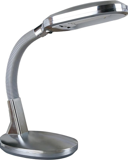 Desk Lamp - Natural Sunlight Lamp with Adjustable Gooseneck - Reading Light for Working, Crafting, Sewing, or Homework by Lavish Home (Silver) - LeafyLoom