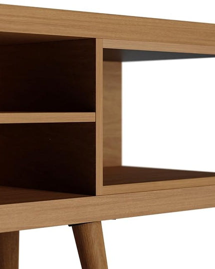 Manhattan Comfort Utopia 70.47" Freestanding Entertainment Center for Living Room, Mid Century Modern TV Stand with Shelves, Storage and Media Holes, Fits 65" Screens, 70.47 Inches, Maple - LeafyLoom