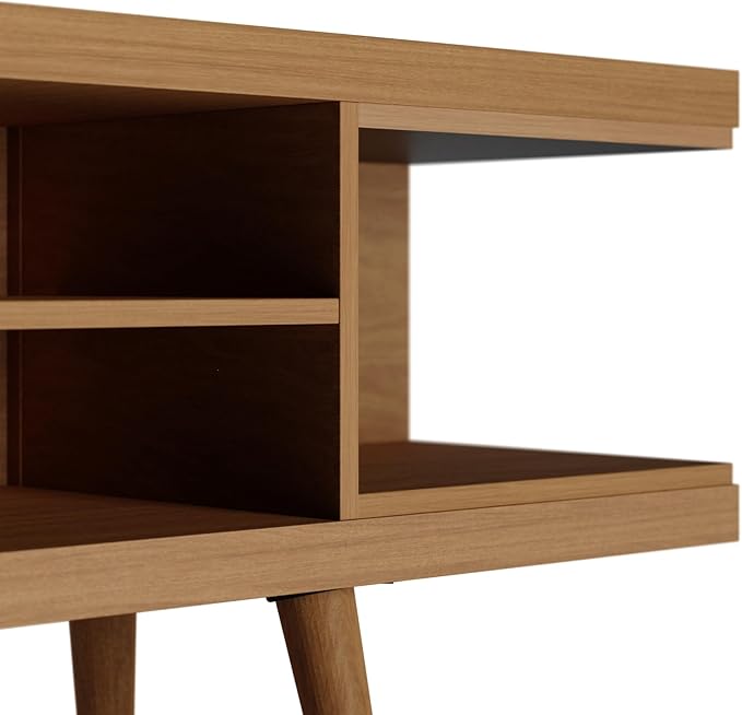 Manhattan Comfort Utopia 70.47" Freestanding Entertainment Center for Living Room, Mid Century Modern TV Stand with Shelves, Storage and Media Holes, Fits 65" Screens, 70.47 Inches, Maple - LeafyLoom