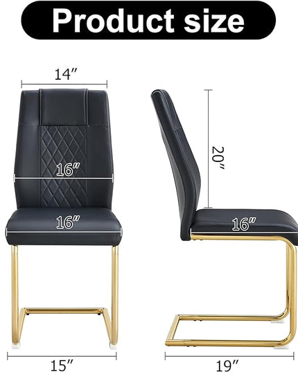 NicBex Dining Chairs Set of 6 Modern Faux Leather High Back Dining Room Kitchen Chairs with Golden Metal Legs,Side Chairs for Dining Room, Kitchen,Living Room, and Restaurants,Black - LeafyLoom