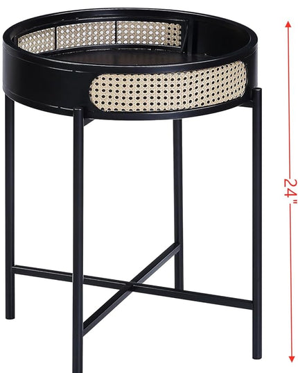 NicBex Coffee Table Wooden Coffee Table with Storage Round Center Tables with Strong Metal Legs End Table for Living Room, Dining Room, Office, and Bedroom,22" W, Black - LeafyLoom