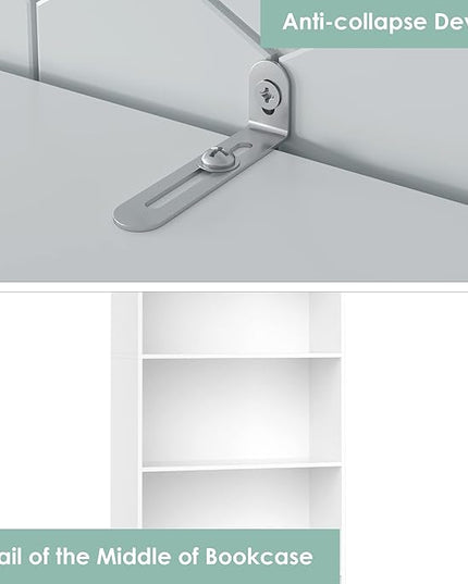 FOTOSOK 6-Tier Open Bookcase and Bookshelf, Freestanding Display Storage Shelves Tall Bookcase for Bedroom, Living Room and Office, White - LeafyLoom