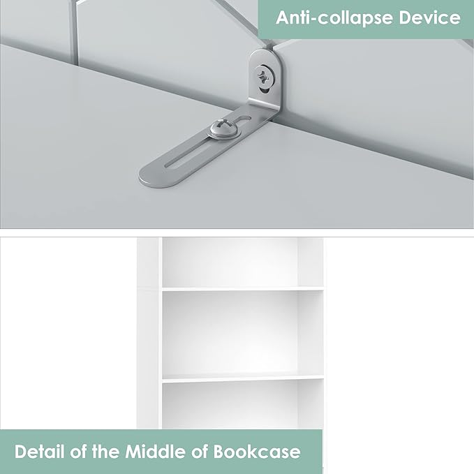 FOTOSOK 6-Tier Open Bookcase and Bookshelf, Freestanding Display Storage Shelves Tall Bookcase for Bedroom, Living Room and Office, White - LeafyLoom