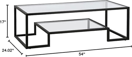 Henn&Hart 54" Wide Rectangular Coffee Table in Blackened Bronze, Modern coffee tables for living room, studio apartment essentials - LeafyLoom