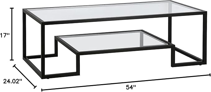 Henn&Hart 54" Wide Rectangular Coffee Table in Blackened Bronze, Modern coffee tables for living room, studio apartment essentials - LeafyLoom