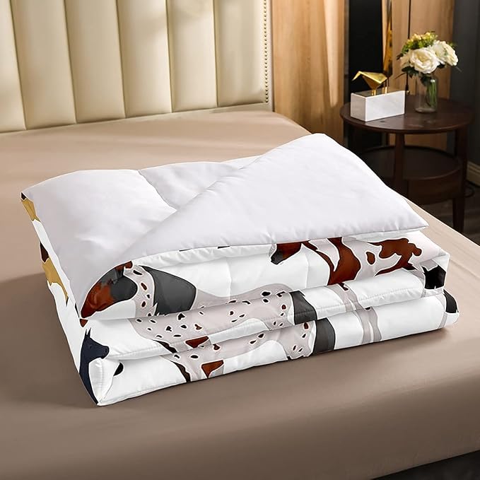 Horse Comforter Set Twin Farm Bedding Set Kids Boys Girls Teens Cute Animal Duvet Set Cartoon Horses With Pink Lover Heart Decor Kawaii Quilt Set Soft Lightweight Cowboy Cowgirls Comforter Set - LeafyLoom