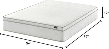 ZINUS 12 Inch Foam and Spring Hybrid Mattress [New Version], Full, Fiberglass free, Medium Firmness, Durable Support, Certified Safe Foams & Fabric, Mattress in A Box - LeafyLoom