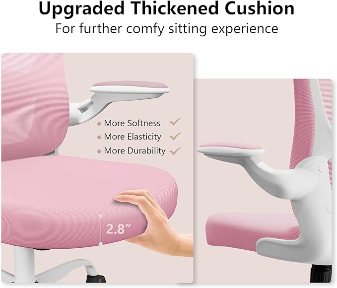 Ergonomic Office Chair, Comfort Swivel Home Office Task Chair, Breathable Mesh Desk Chair, Lumbar Support Computer Chair with Flip-up Arms and Adjustable Height - LeafyLoom
