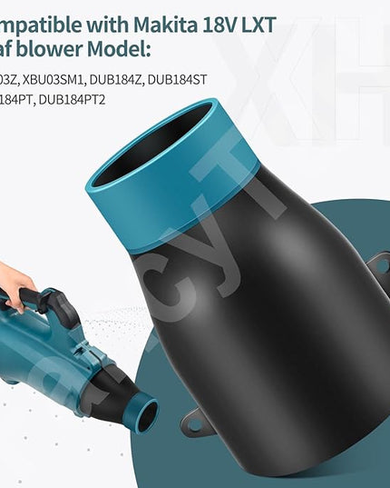 Car Drying Nozzle for Makita 18V LXT Leaf Blower - Fits Model: XBU03Z, XBU03SM1, DUB184Z, DUB184ST, DUB184PT, DUB184PT2 - with Protective Silicone Sleeve - LeafyLoom