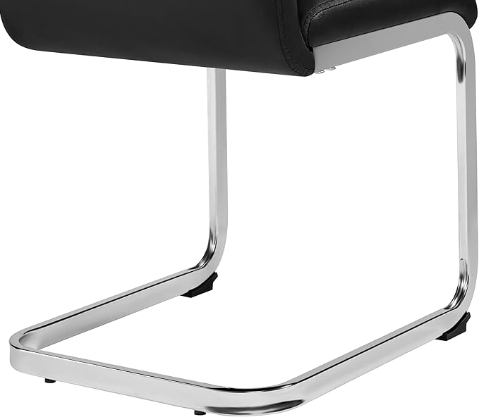 Yaheetech Dining Chairs Set of 4 Modern Dining Room Chairs Kitchen Chairs with Faux Leather Seat, Solid Legs and High Back for Dining Room, Kitchen, Black - LeafyLoom