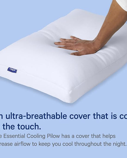 Casper Sleep Backrest Pillow, One Size, Gray & Sleep Essential Cooling Pillow, Standard, White - LeafyLoom