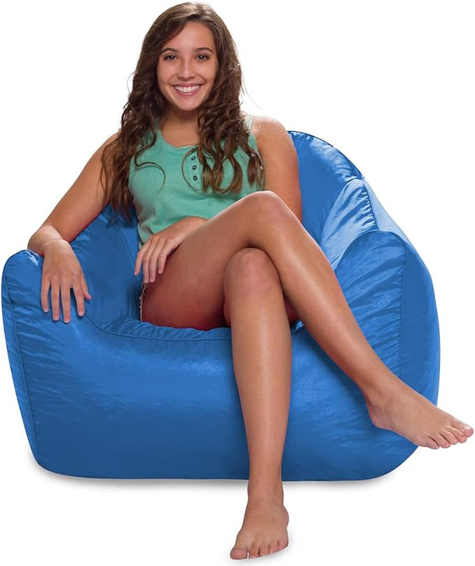 Posh Creations Structured Comfy Seat for Playrooms and Bedrooms, Large Bean Bag Chair, Malibu Lounge, Royal Blue - LeafyLoom