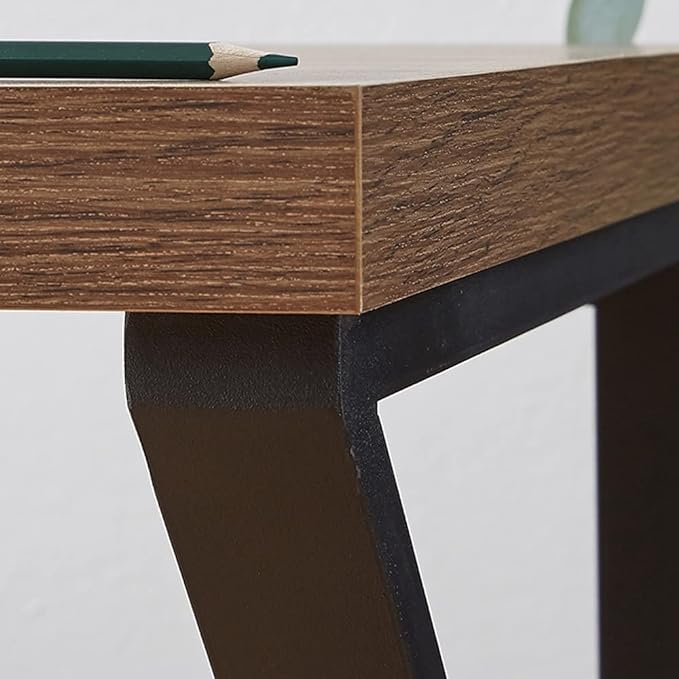 HSH Minimalist PC Desk, Industrial Home Office Desk, Sturdy Wood and Metal Desk, Rustic Vintage Oak 55 Inch Work Study Writing Desks Computer Table for Living Room Bedroom - LeafyLoom