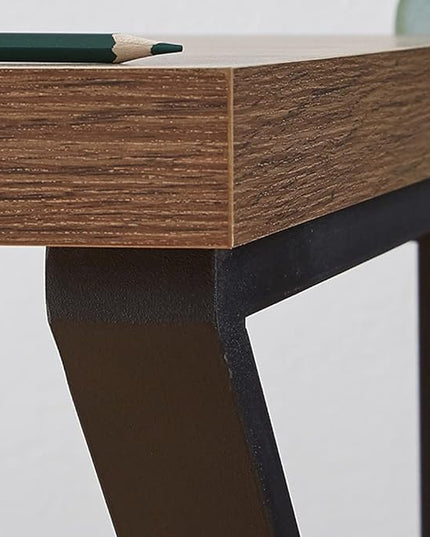 HSH Industrial Home Office Desk Computer Table, Metal and Wood PC Desk, Vintage Sturdy Work Study Writing Desks Computer Desk for Bedroom Livingroom, Rustic Oak 47 inch - LeafyLoom