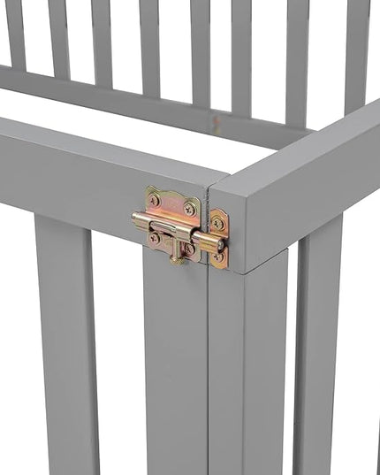 Multifunctional Full Size Floor Bed with Safety Guardrails and Door, Montessori Sturdy Solid Wood Beds Frame, Easy Assembly and No Spring Need, for Boys and Girls Room, Gray - LeafyLoom