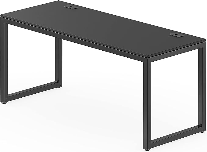 SHW Home Office 55-Inch Large Computer Desk, 24" Deep, Black - LeafyLoom