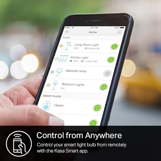 Kasa Smart Light Bulb KL110, LED Wi-Fi smart bulb works with Alexa and Google Home, A19 Dimmable, 2.4Ghz, No Hub Required, 800LM Soft White (2700K), 9W (60W Equivalent) KasaSmartbyTP-Link