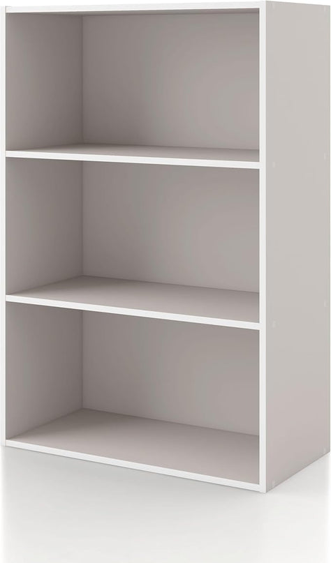 Apexa 3-Tier Cube Storage Organizer Shelves, Stackable Wood Bookcase Fits Cubby Bins for Organization, Dorm Teen Room Decor & Home Office, Greige - LeafyLoom