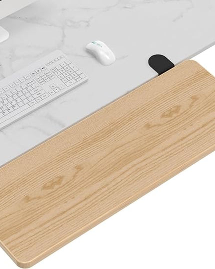 Ergonomics Desk Extender Tray, 21.7"x9.5" Punch-Free Clamp on, Foldable Keyboard Drawer Tray, Table Mount Arm Wrist Rest Shelf, Computer Elbow Arm Support - LeafyLoom