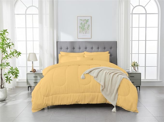 3 Piece Solid Color All Season Bedding Comforter Set Microfiber Soft Lightweight Bedding Set for Kids Teens Adults Room Decor with 1 Comforter and 2 Pillowcases Full - LeafyLoom