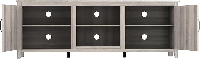 70Inch TV Stand Base, Entertainment Center Cabinet with Two Doors Media Console for Living Room, Gray - LeafyLoom
