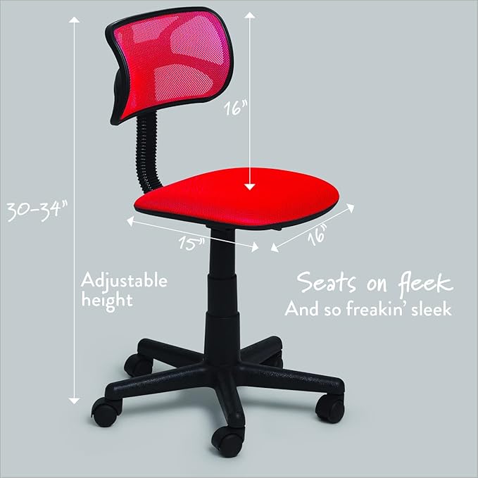 Swivel Mesh Desk Chair, Red 21D x 21W x 33H in - LeafyLoom