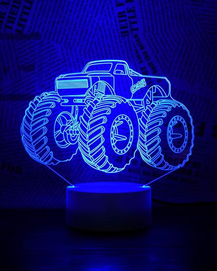 3D Lamp for Child Monster Truck Series Nightlamp Bedside Lamps 7 Colors Illusion for Child Night Light Lamps for Child Room Lamp As Gift Ideas for Boys or Kids - LeafyLoom