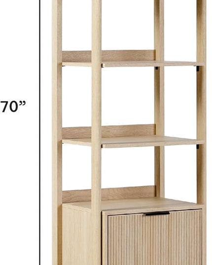 Walker Edison Modern Narrow Open Bookshelf Bottom, 22 Inch, One-Drawer Coastal Oak - LeafyLoom
