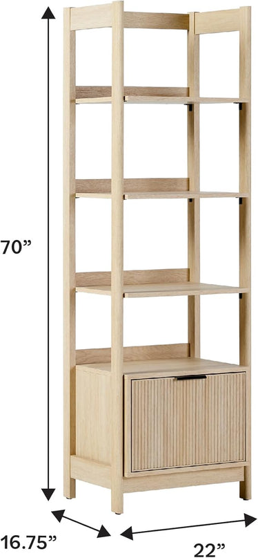 Walker Edison Modern Narrow Open Bookshelf Bottom, 22 Inch, One-Drawer Coastal Oak - LeafyLoom
