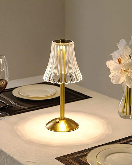 Cordless Table Lamp Crystal Battery Operated Lamp,Night Light for Livingroom, Bedroom,Kidsroom,Outdoor,Restaurant,Nightstand,Rechargeable(Pack2 Gold Flower Lamp) - LeafyLoom