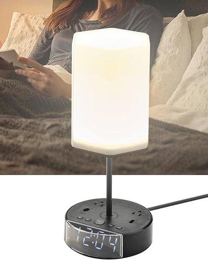 Touch Control Nightstand Light Bedside Table Lamp with USB C Charging Ports Alarm Clock 3 Way Dimmable Lamp for Bedroom Living Room Home… - LeafyLoom