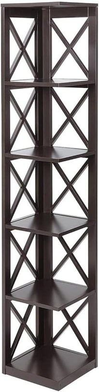 Convenience Concepts Oxford 5 Tier Corner Bookcase, Espresso - LeafyLoom
