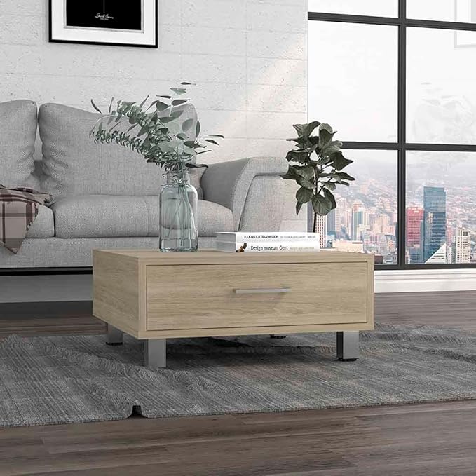 NicBex Coffee Table Wooden Coffee Table with Storage Square Center Tables with Drawer and Strong Legs Dining Table for Living Room, Dining Room, Office, and Bedroom,23.6" W, Light Pine - LeafyLoom