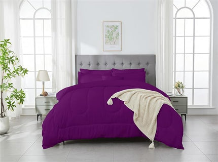 3 Piece Solid Color All Season Bedding Comforter Set Microfiber Soft Lightweight Bedding Set for Kids Teens Adults Room Decor with 1 Comforter and 2 Pillowcases King - LeafyLoom