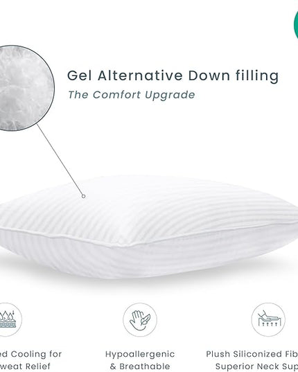 Threadmill Bed Pillows Queen Size Set of 2 | Soft Down Alternative Cooling Bed Pillow for Sleeping | Soft Pillows for Bed | 20x30 Hotel Pillow, Queen Pillows 2 Pack for Back, Stomach or Side Sleepers - LeafyLoom
