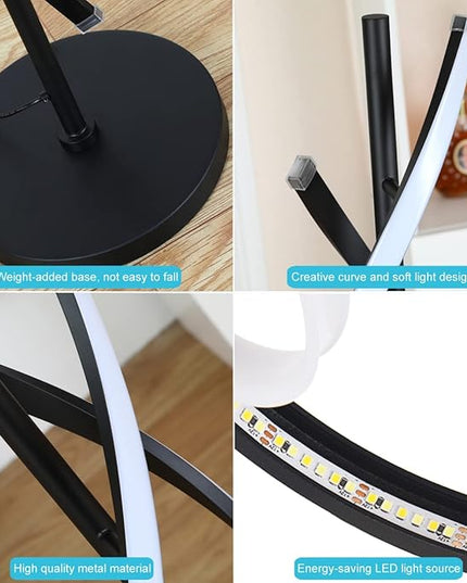 Modern Spiral Floor Lamps for Living Room, 40W LED Floor Lamp with Remote Control, 60 Inch 3 Color Temperatures & Dimmable Brightness Corner Standing Lamp Black Floor Lamp for Bedroom, Office - LeafyLoom