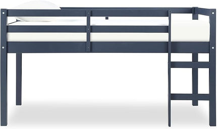 DHP Milton Solid Wood Low Loft Bed for Kids, Twin Size, Blue - LeafyLoom