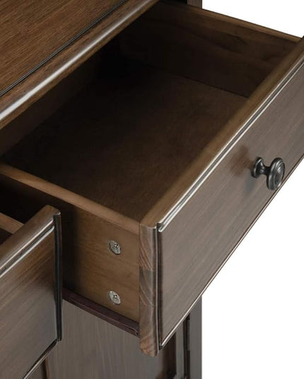 SIMPLIHOME Connaught SOLID WOOD 40 Inch Wide Traditional Storage Cabinet in Rustic Natural Aged Brown, For the Living Room, Entryway and Family Room - LeafyLoom
