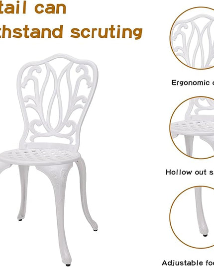 3-Piece Patio Bistro Furniture Set Cast-Aluminum Bistro Table Set for Lawn,Garden,Backyard - LeafyLoom