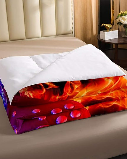 Ice Fire Dragon Comforter Set for Boys Teens Kids Gamer Games Room Decor Bedding Set Blue Red Gaming Gamepad Down Comforter ,Fairy Tale Animals Theme Room Decor 3Pcs Duvet Insert Full Size,Soft - LeafyLoom
