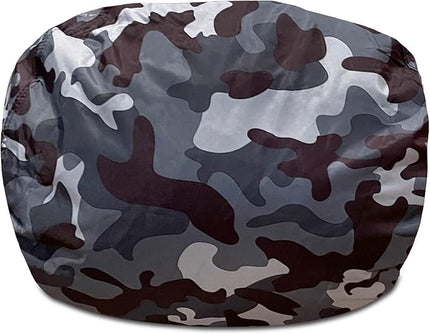 Posh Creations Structured Comfy Bean Bag Chair for Gaming, Reading and Watching TV, 100in Round Classic Chair, Nylon - Camo Dark and Black Gray - LeafyLoom