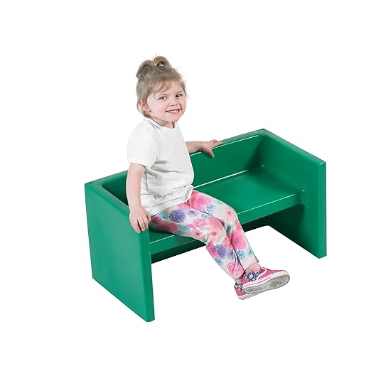 Children's Factory Adapta-Bench, CF910-031, Green, Kids Flexible Seating, Classroom, Preschool and Daycare Furniture, Indoor or Outdoor Toddler Chairs - LeafyLoom