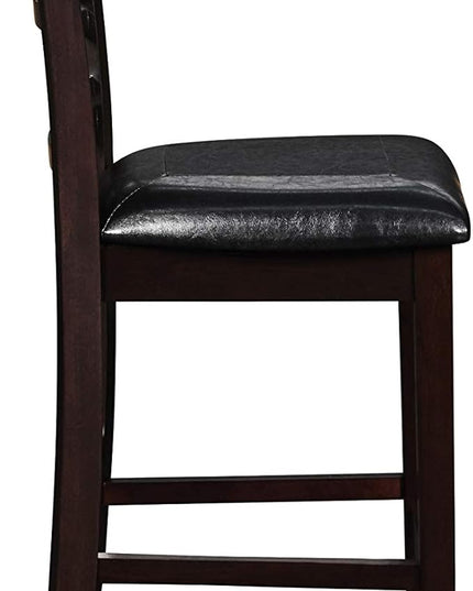 New Classic Furniture Gia Counter Dining Chair (Set of Six), Black PU Upholstered Seat & Back Rest, Ebony - LeafyLoom