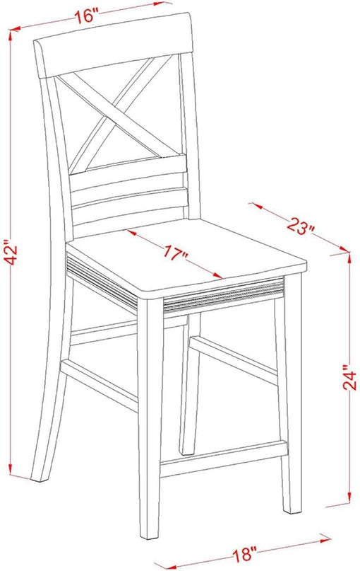 East West Furniture JAQU5-MAH-W 5 Piece Kitchen Counter Set Includes a Round Dining Room Table with Pedestal and 4 Dining Chairs, 36x36 Inch, Mahogany - LeafyLoom
