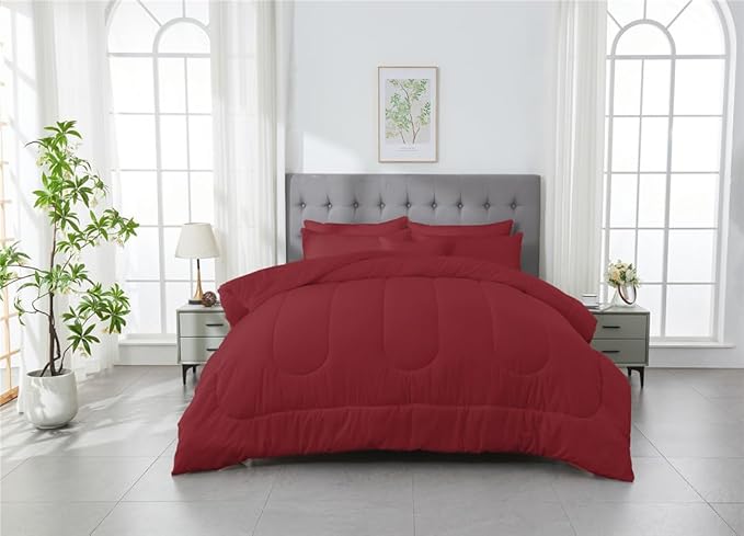 3 Piece Solid Color All Season Bedding Comforter Set Microfiber Soft Lightweight Bedding Set for Kids Teens Adults Room Decor with 1 Comforter and 2 Pillowcases Full - LeafyLoom